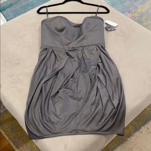 Strapless mini dress w detachable spaghetti straps